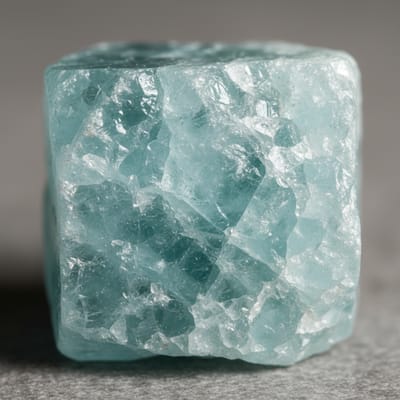 Close-up macro photograph of raw Aquamarine gemstone crystal