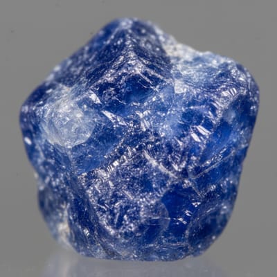Close-up macro photograph of raw Sapphire gemstone crystal