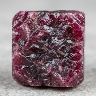 Close-up macro photograph of raw Spinel gemstone crystal