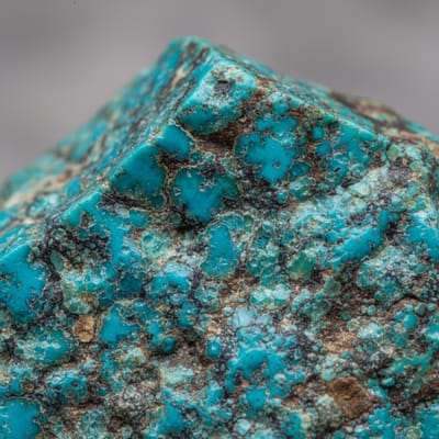 Close-up macro photograph of raw Turquoise gemstone crystal